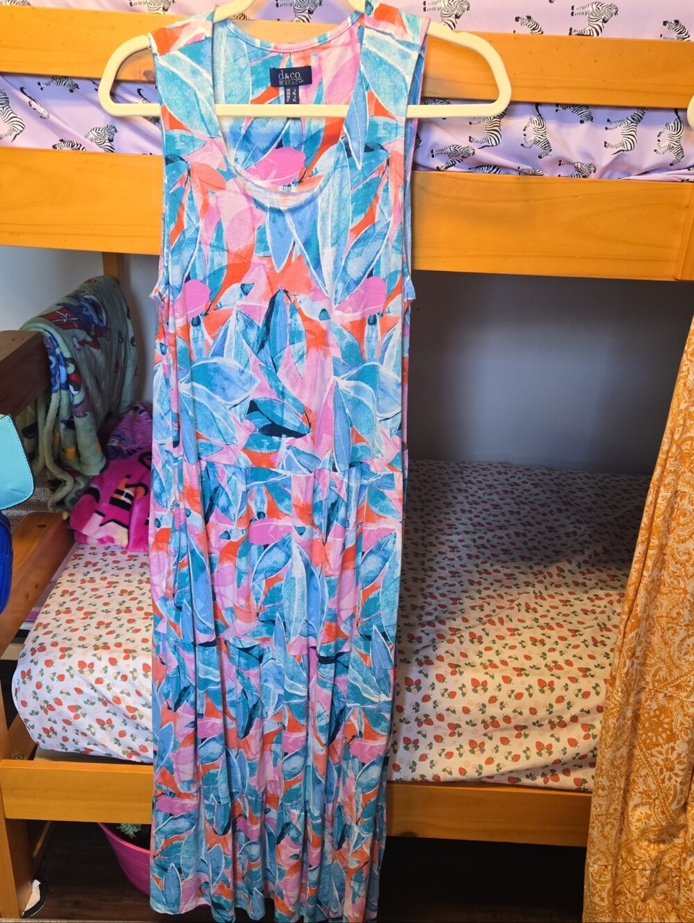 Denim&Co Floral Maxi Dress in Blue, Pink & Coral